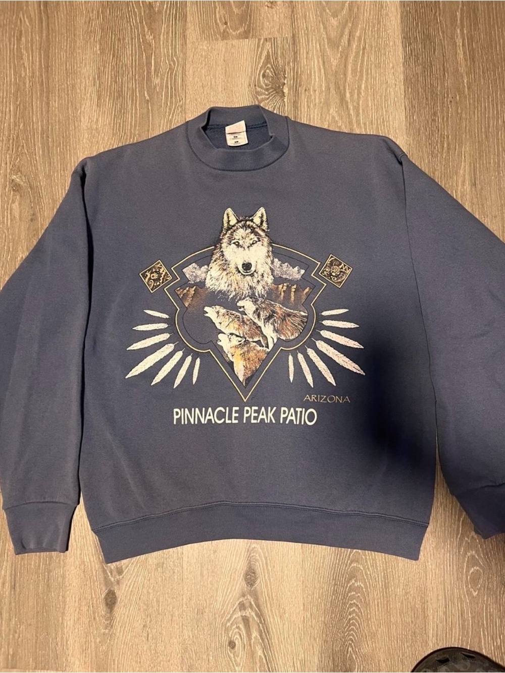 Fruit of the Loom Arizona Pinnacle Peak Patio Wolf Crewneck Sweatshirt Size L